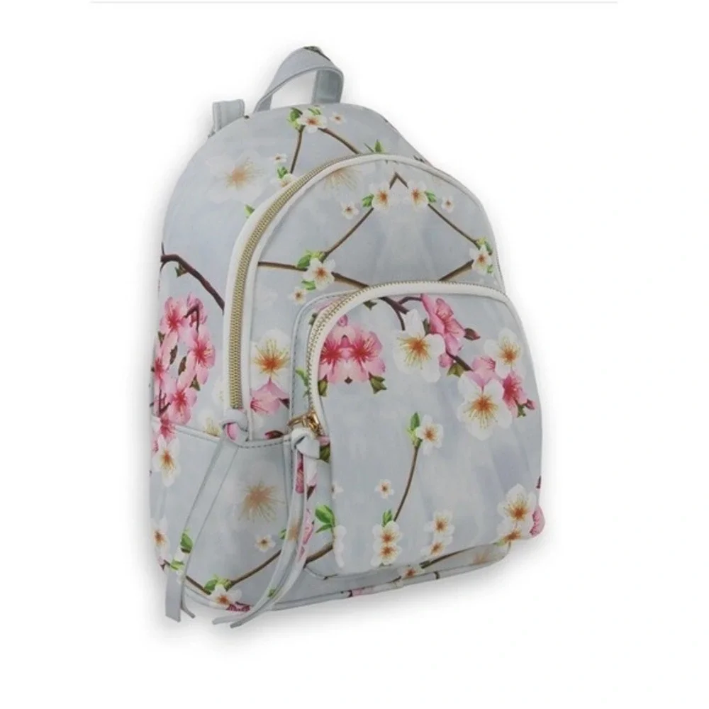 Under One Sky Women Cherry Blossom Blue Mini Backpack Floral Feminine Travel